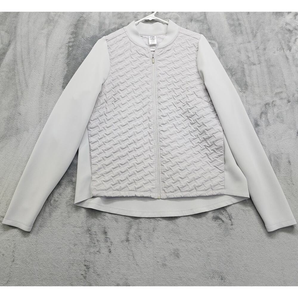 Avia Jacket Womens‎ XL Gray Quilted Full Zip Thumbholes Athleisure Running Gym